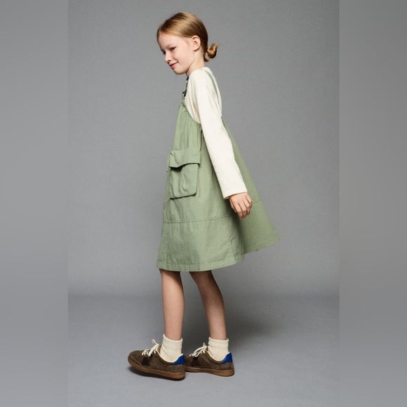 NWT ZARA KIDS/TECHNICAL POCKET PINAFORE DRESS - Picture 1 of 5